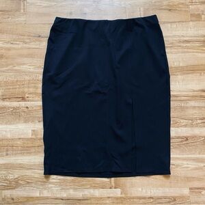 LANE BRYANT NWT 24 Black Ponte Front Slit Pencil Skirt Pull-On Stretch Corpcore
